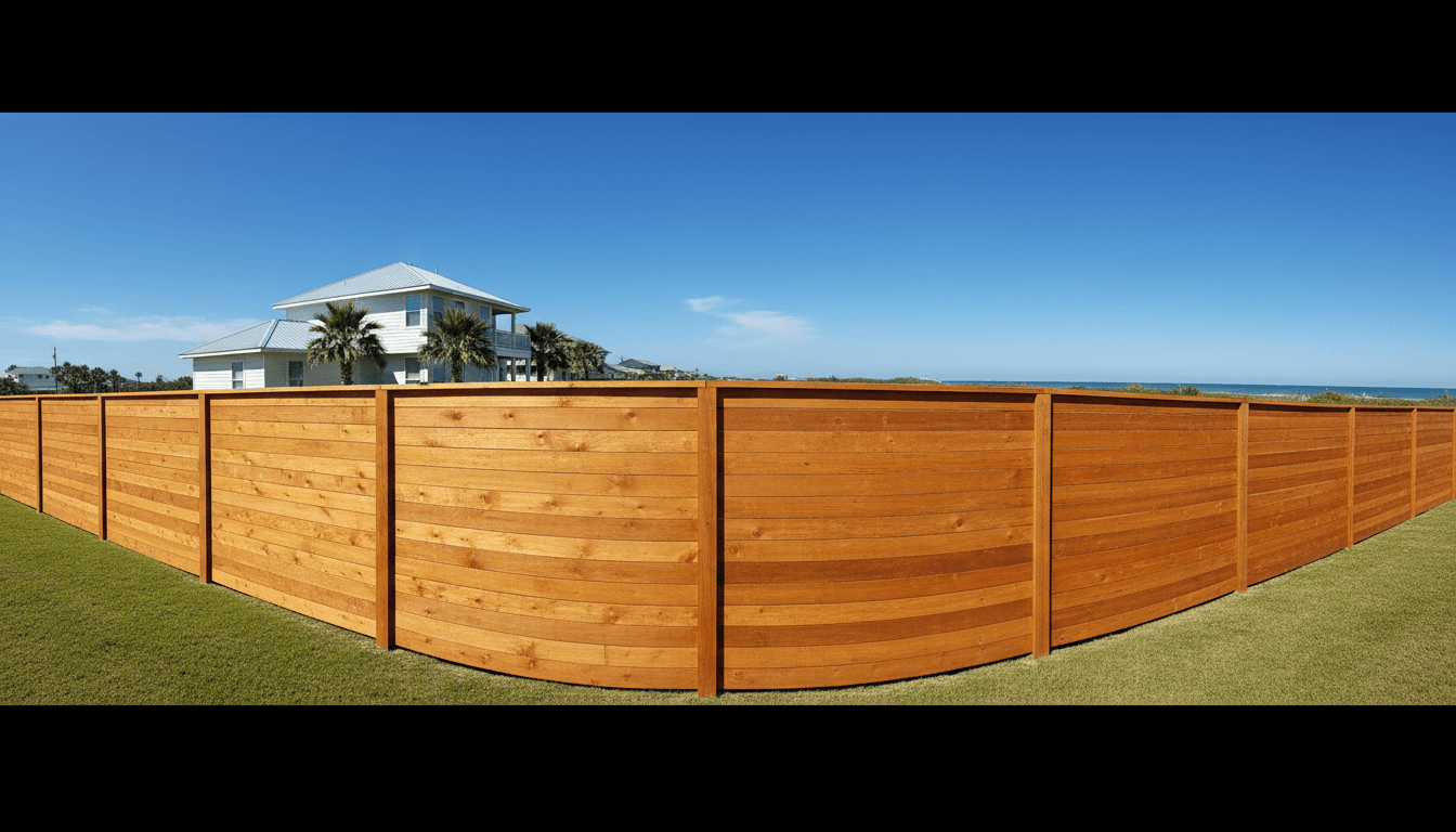 Installed pre-stained cedar fence around a Texas home